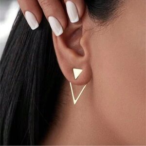 Gold Geometric Triangle Stud Earrings